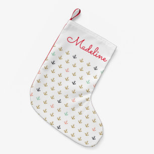 Mini Anchor Pattern   Add Your Name Small Christmas Stocking