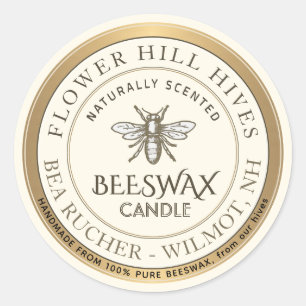 Mini Apiary Heraldic Bee Beeswax Candle Label 