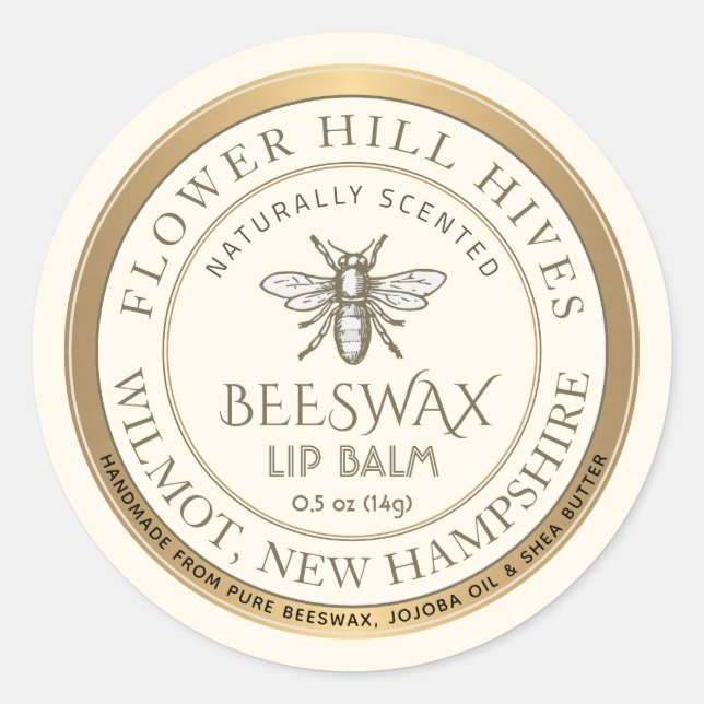 Mini Apiary Heraldic Bee Lip Balm ou Étiquette de  (Devant)