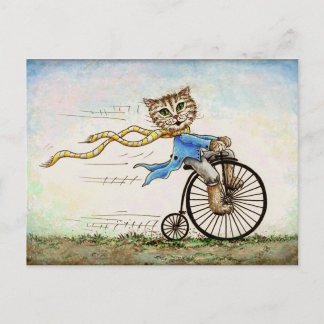 Mini Art Cat Bicycle Vieux Mode carte postale (Devant)