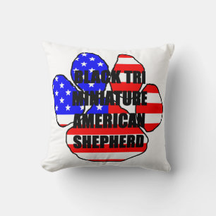 mini aussie fag paw black tri throw pillow