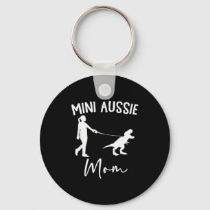 Mini Aussie Mom Australian Shepherd Dog Dinosaur W Keychain