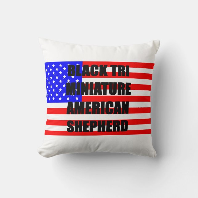 mini aussie name flag black tri throw pillow (Front)