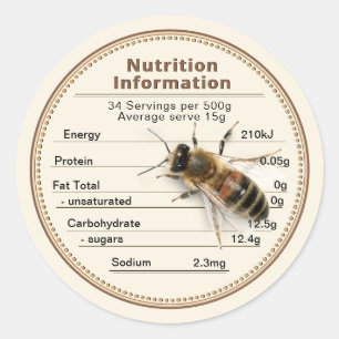 Mini Australia Honey Nutrition Information label