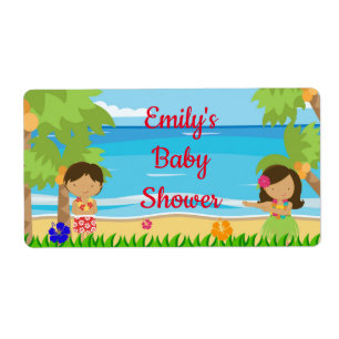 Mini baby shower de luau d'étiquette de bouteille