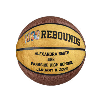 Mini Ballon De Basket 1000 Rebounds Career Milestone Player Team Golden