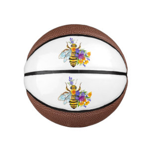 Mini Ballon De Basket Abeille à fleurs avec plantes sauvages