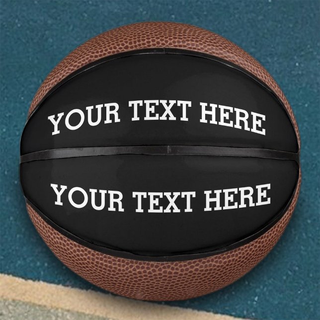 Mini Ballon De Basket Ajouter votre propre texte personnalisé ici noir e (Créateur téléchargé)