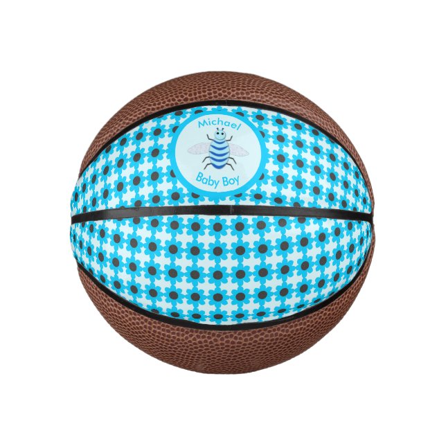 Mini Ballon De Basket Bébé Bleu mignon Bee Bee Personnalisé (Devant)