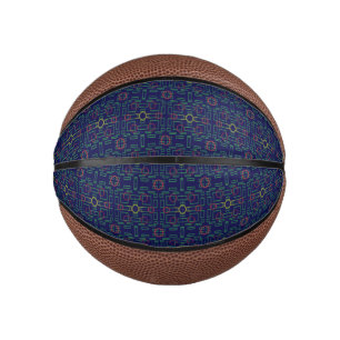Mini Ballon De Basket bleu géométrique