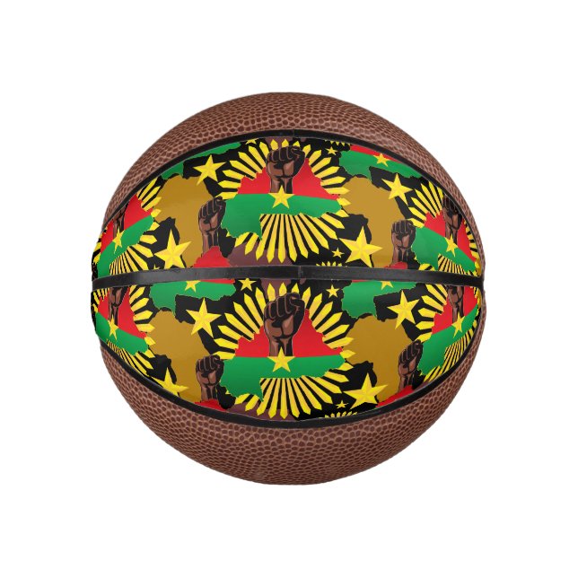 Mini Ballon De Basket Burkina Faso Carte, drapeau et première révolution (Devant)