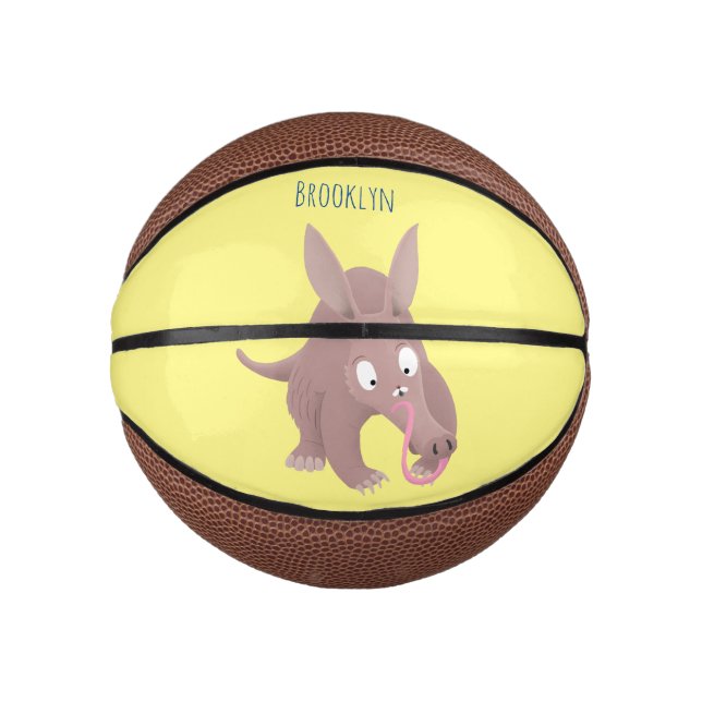 Mini Ballon De Basket Caricature amusante de Aardvark (Devant)