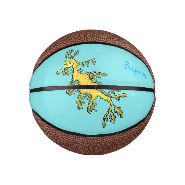 Mini Ballon De Basket Caricature amusante de dragon de mer feuillu (Devant)