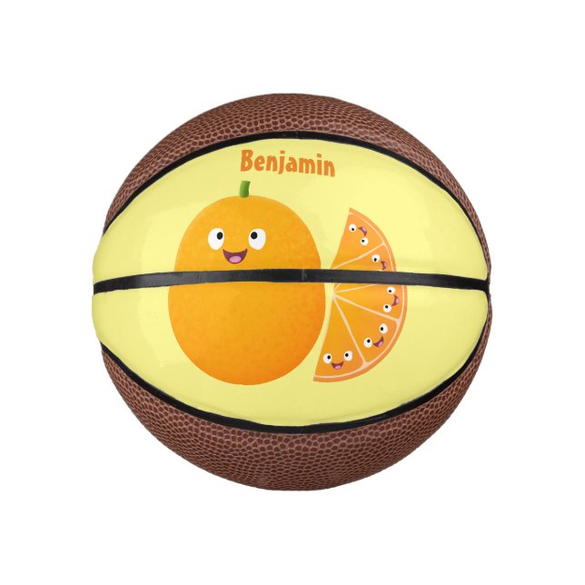 Mini Ballon De Basket Caricature d'agrumes d'orange (Devant)