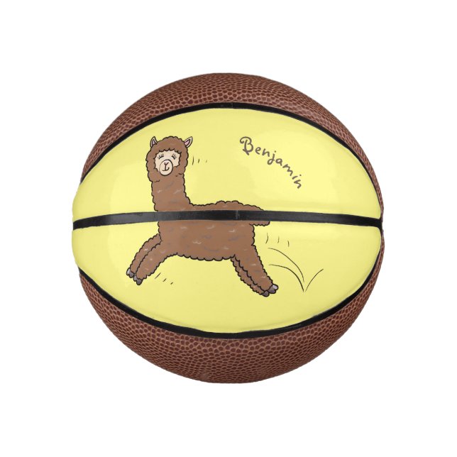 Mini Ballon De Basket Caricature d'alpaga brun joli (Devant)