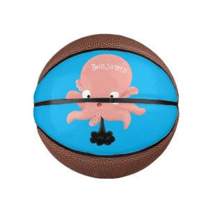 Mini Ballon De Basket Caricature de bébé pieuvre rose mignonne humour
