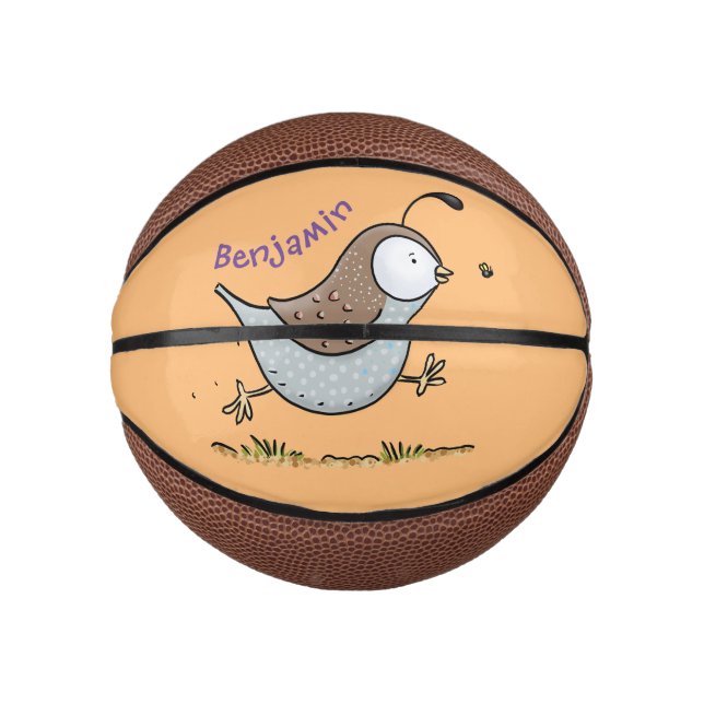 Mini Ballon De Basket Caricature de caille californienne joli (Devant)