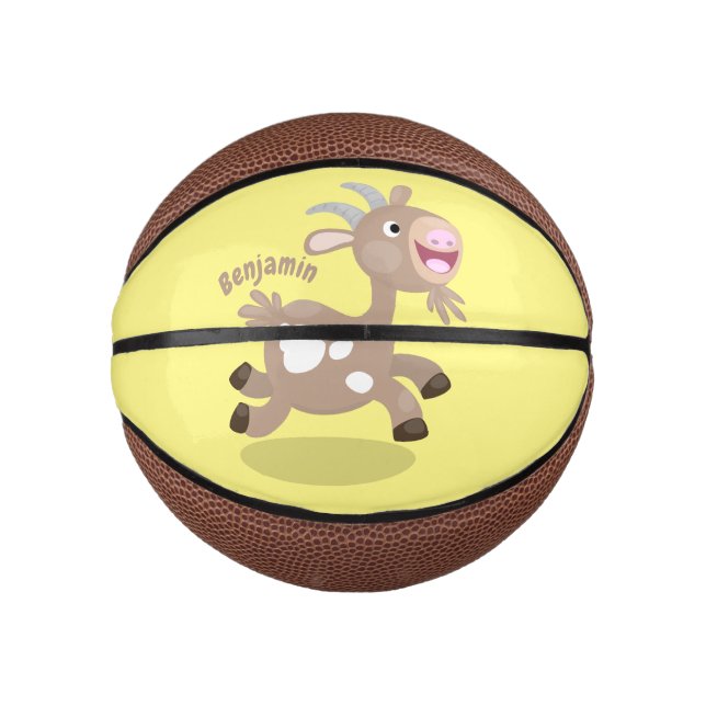 Mini Ballon De Basket Caricature de chèvre billy joyeux (Devant)