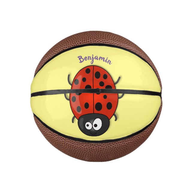 Mini Ballon De Basket Caricature de coccinelle rouge joyeux (Devant)