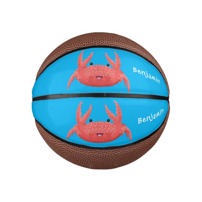 Mini Ballon De Basket Caricature de crabe rouge cuite (Devant)