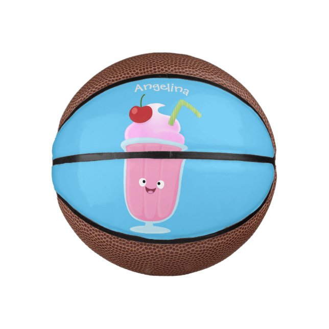 Mini Ballon De Basket Caricature de crème glacée de fraise mignonne (Devant)