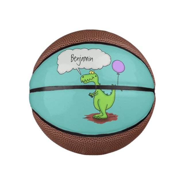 Mini Ballon De Basket Caricature de dragon dragon drôle et vert respiran (Devant)