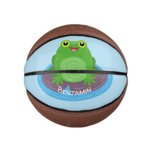 Mini Ballon De Basket Caricature de grenouille verte mignonne