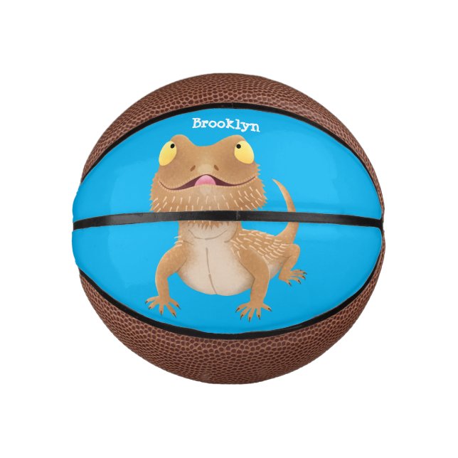 Mini Ballon De Basket Caricature de lézard de dragon à barbe (Devant)