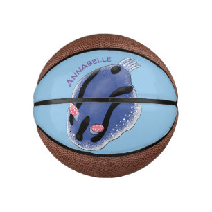 Mini Ballon De Basket Caricature de nudibranche bleu mignon