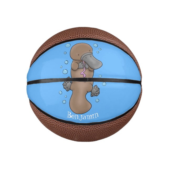 Mini Ballon De Basket Caricature de platypus bébé très heureuse (Devant)
