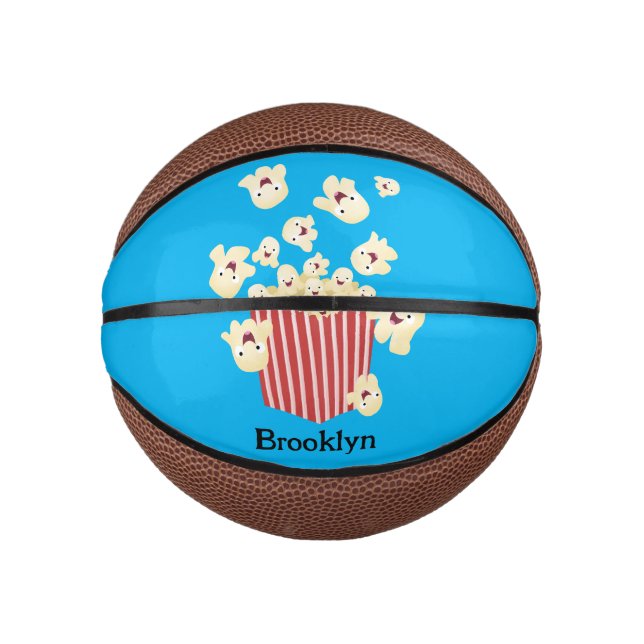 Mini Ballon De Basket Caricature de pop-corn drôles (Devant)