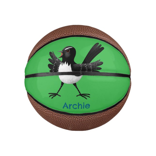 Mini Ballon De Basket Caricature de Willie Wagtail australienne personna (Devant)