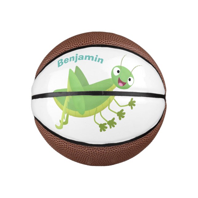 Mini Ballon De Basket Caricature d'une pâtisserie joyeux verte (Devant)