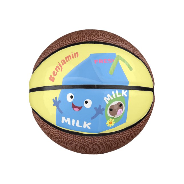 Mini Ballon De Basket Caricature en carton de lait joyeux (Devant)