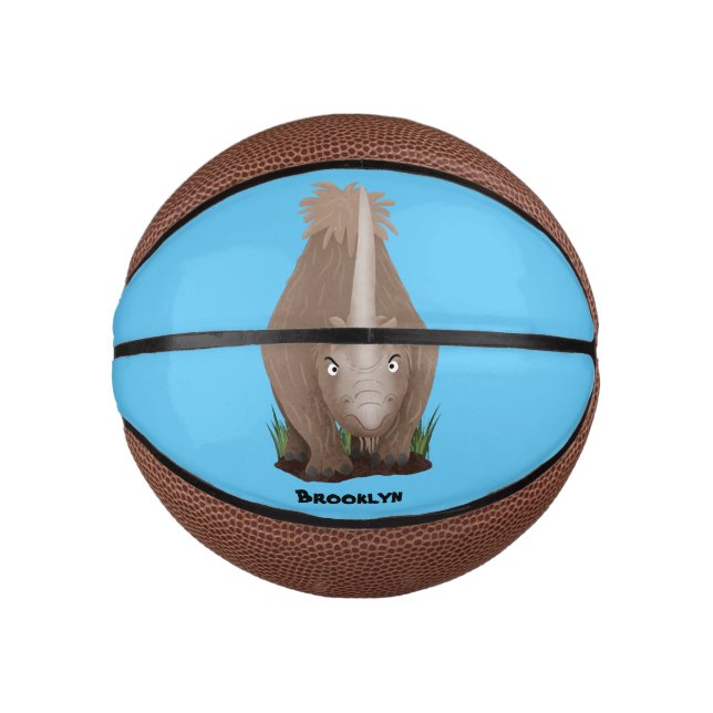 Mini Ballon De Basket Caricature en élasmère de rhinocéros laineux (Devant)