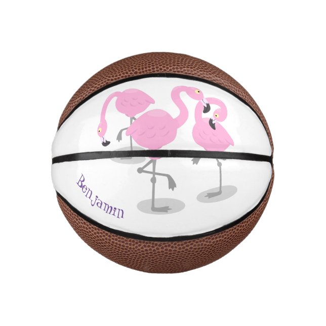 Mini Ballon De Basket Caricature en trio flamand rose mou (Devant)
