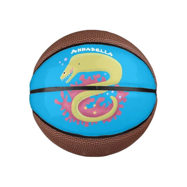 Mini Ballon De Basket Caricature humoristique murène verte (Devant)