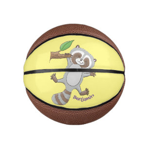 Mini Ballon De Basket Caricature pour bébé au raton laveur joyeux