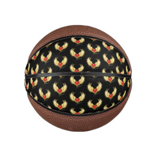 Mini Ballon De Basket Coeur rouge avec ailes d'or