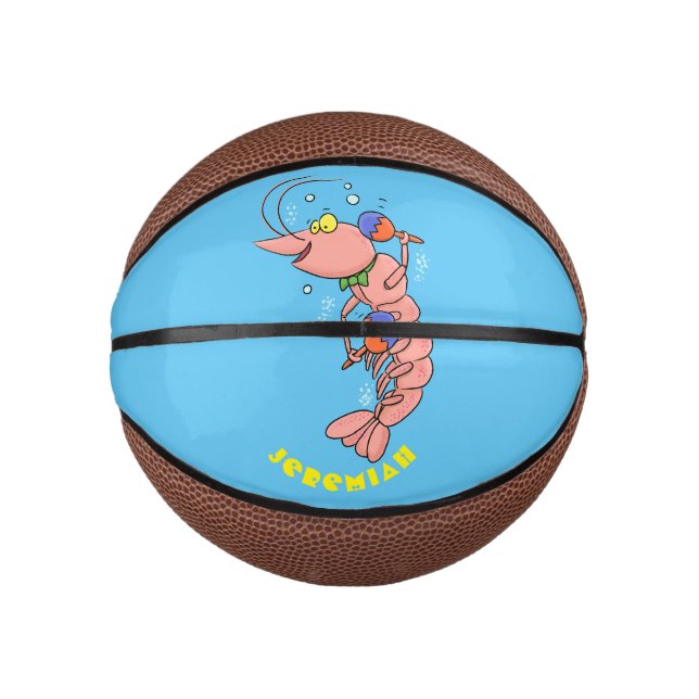 Mini Ballon De Basket Cute happy shrimp, dessin animé de crevettes (Devant)
