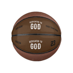 MINI BALLON DE BASKET DÉDIÉ À DIEU PERSONNALISABLE COOL TEXTE BLANC