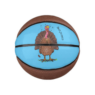 Mini Ballon De Basket Dindon de ferme marron drôle avec des mouches dess