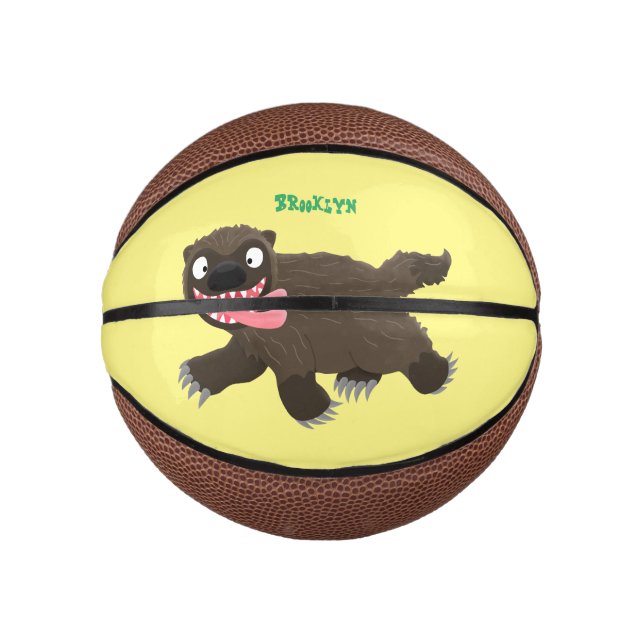 Mini Ballon De Basket Drôle animal avide de carcajou (Devant)