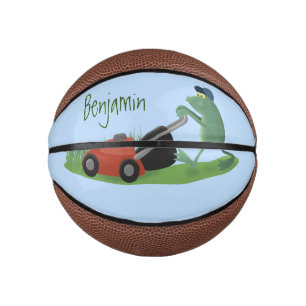 Mini Ballon De Basket Drôle grenouille verte tondre la pelouse dessin