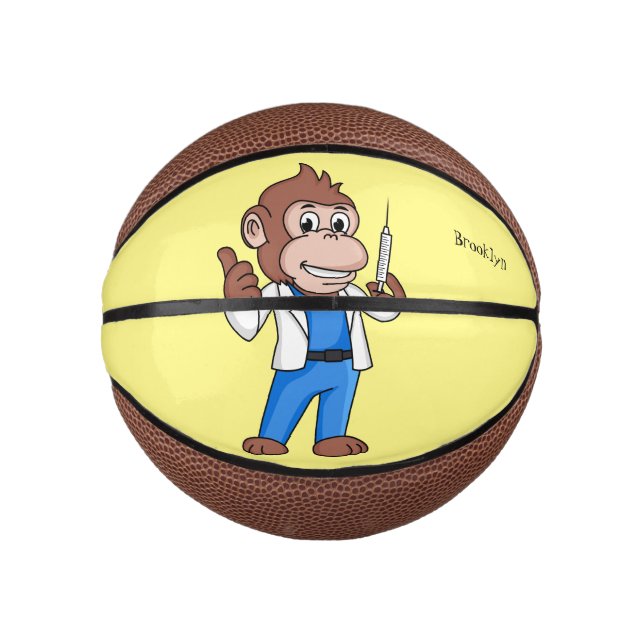 Mini Ballon De Basket Drôle orangoutan dessinateur docteur (Devant)