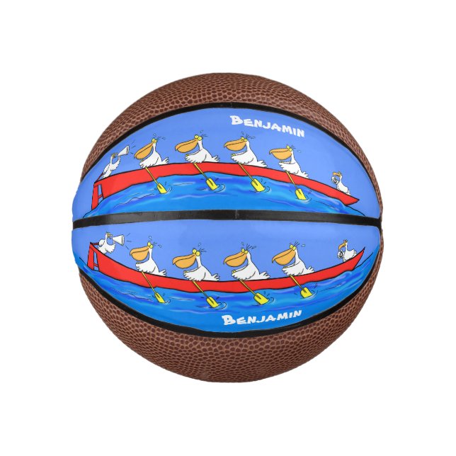 Mini Ballon De Basket Drôle pélicans rameurs dessin animé (Devant)