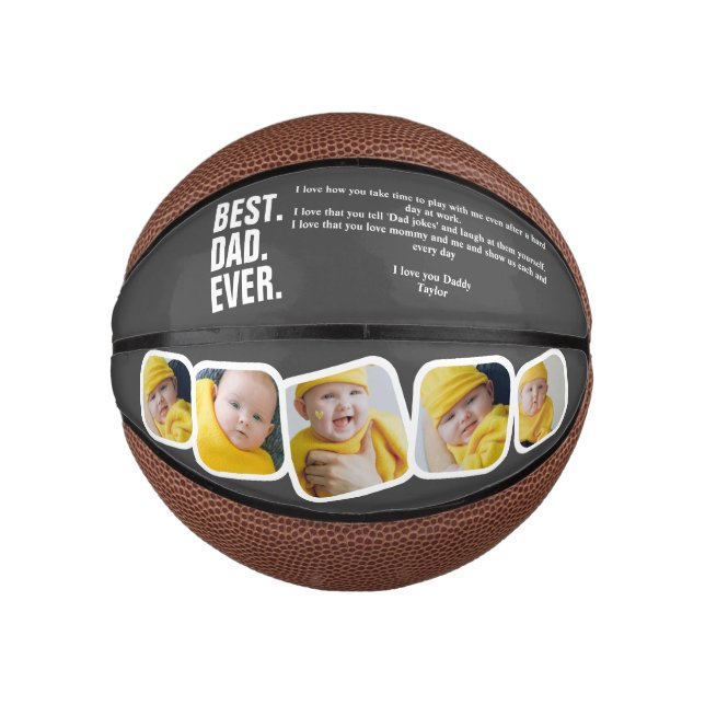 Mini Ballon De Basket Fête des pères personnalisée cadeau photo meilleur (Devant)