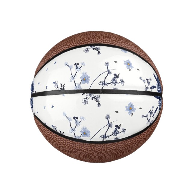 Mini Ballon De Basket Fleurs bleues (Devant)