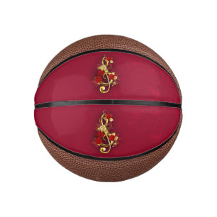 Mini Ballon De Basket Golden Treble Clef avec fleurs Roses