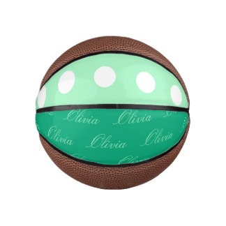 Mini Ballon De Basket Green Poka Dots